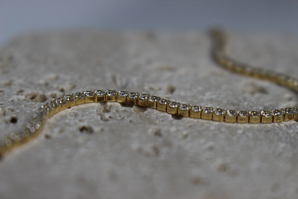 14k ‏gold plated  tennis bracelet