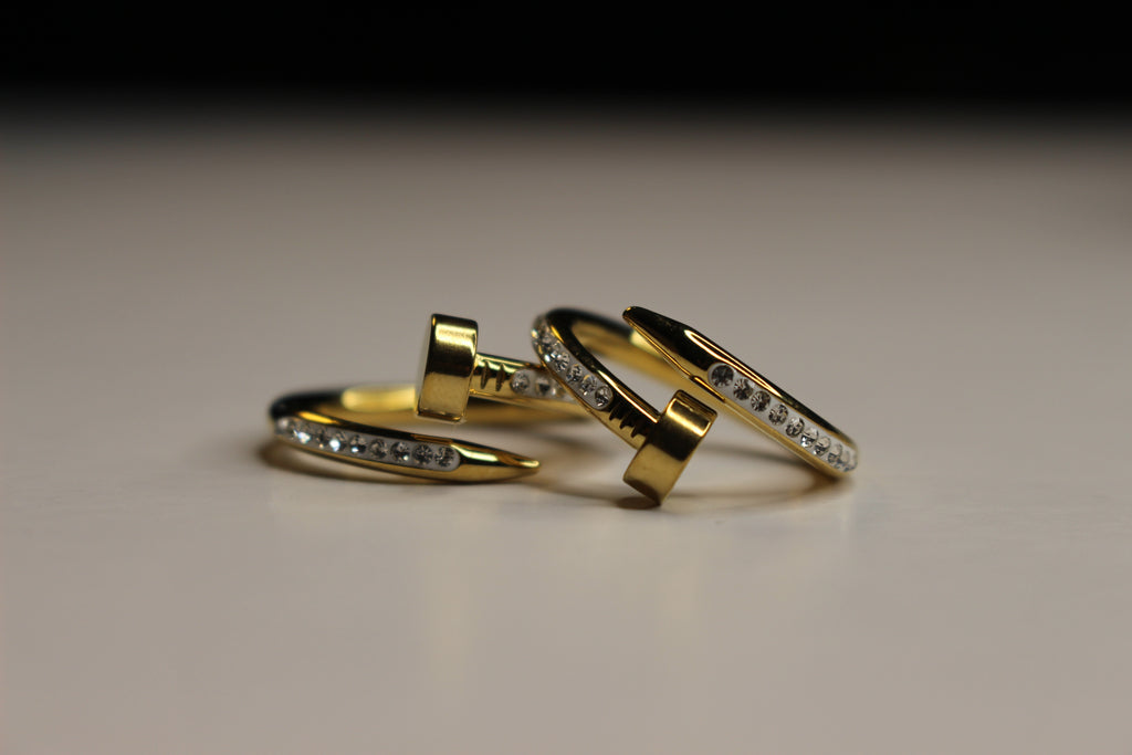 nail ring with crystal stones.