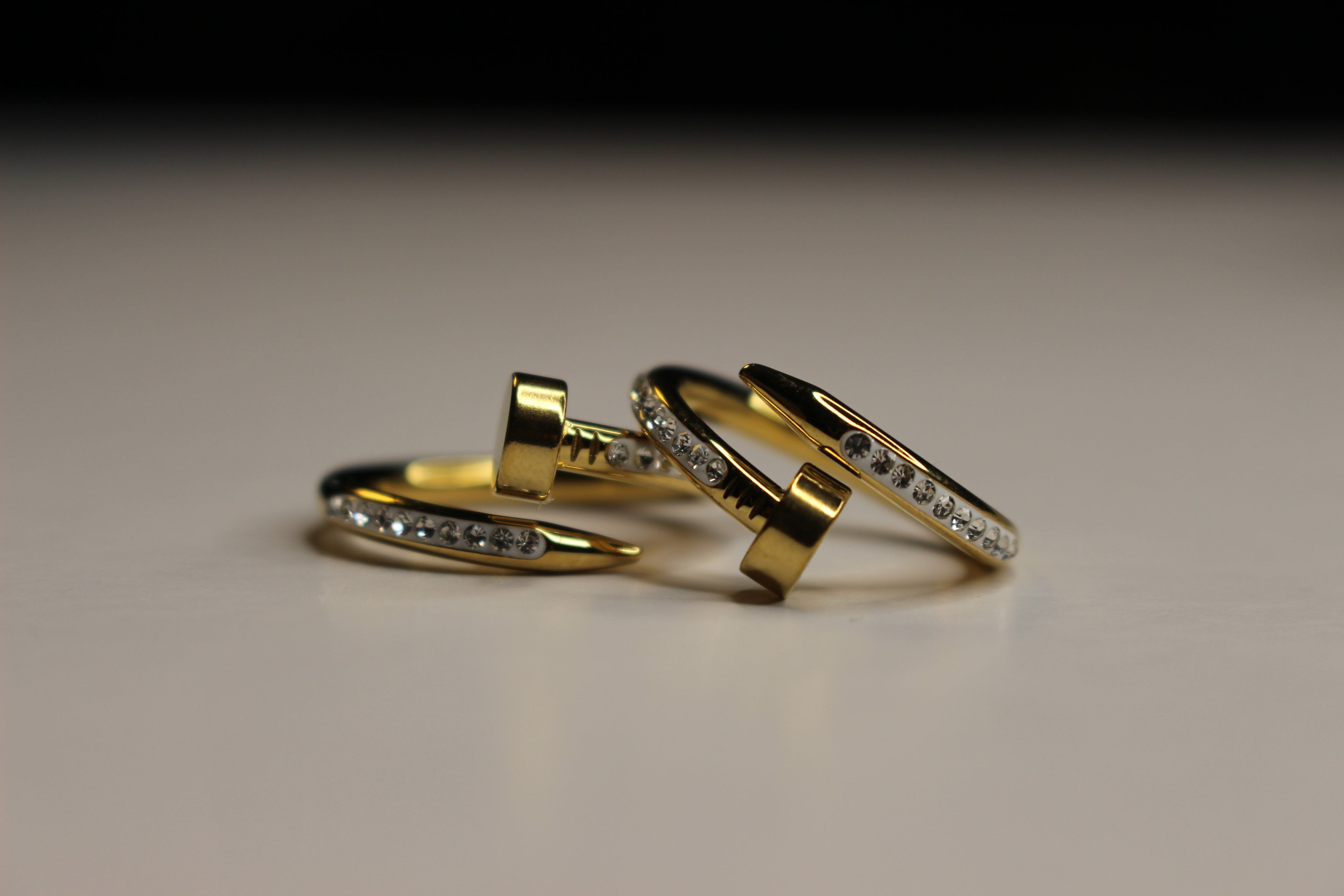 nail ring with crystal stones.