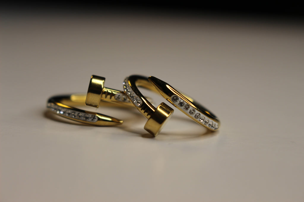 nail ring with crystal stones.