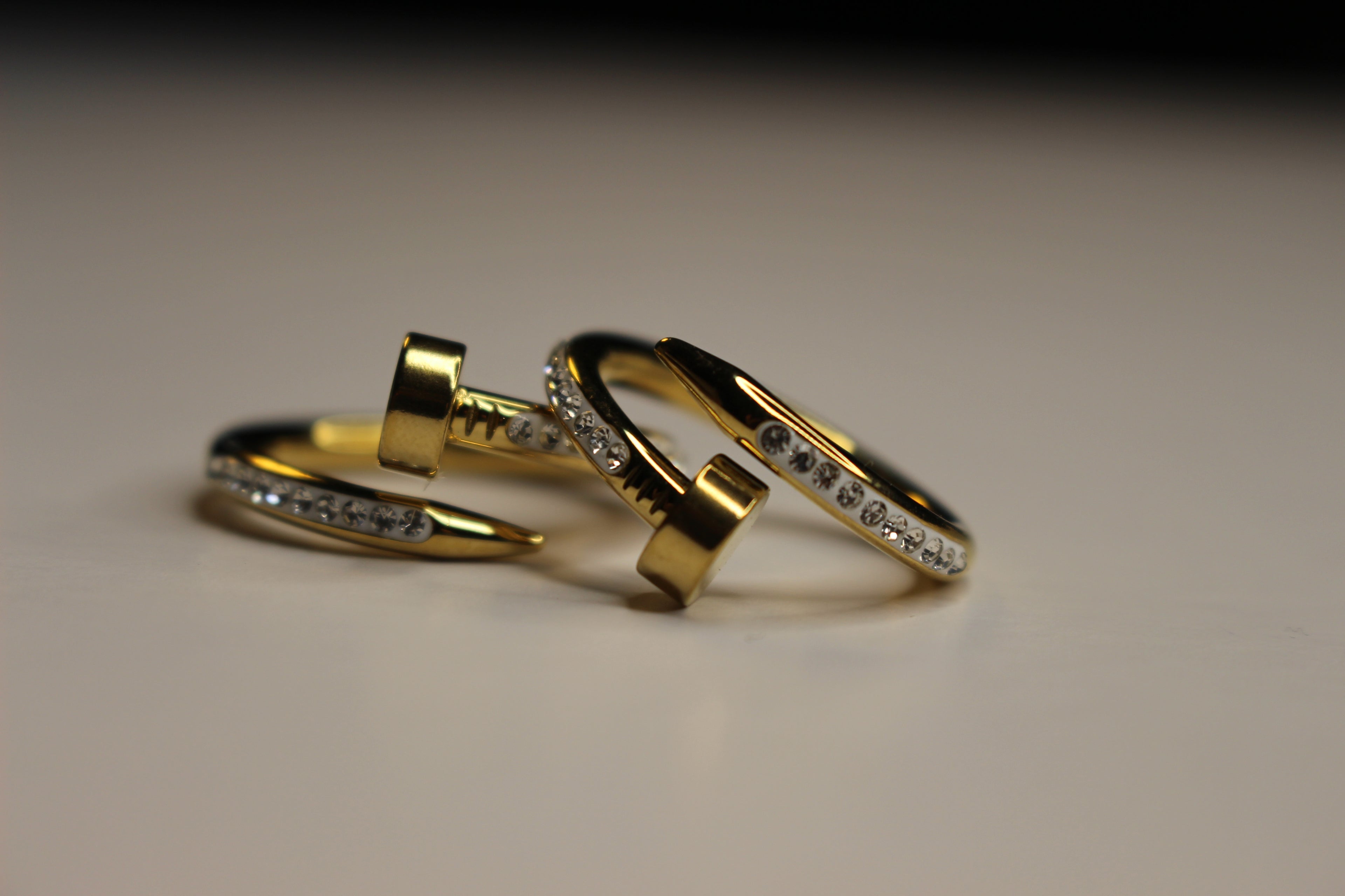 nail ring with crystal stones.