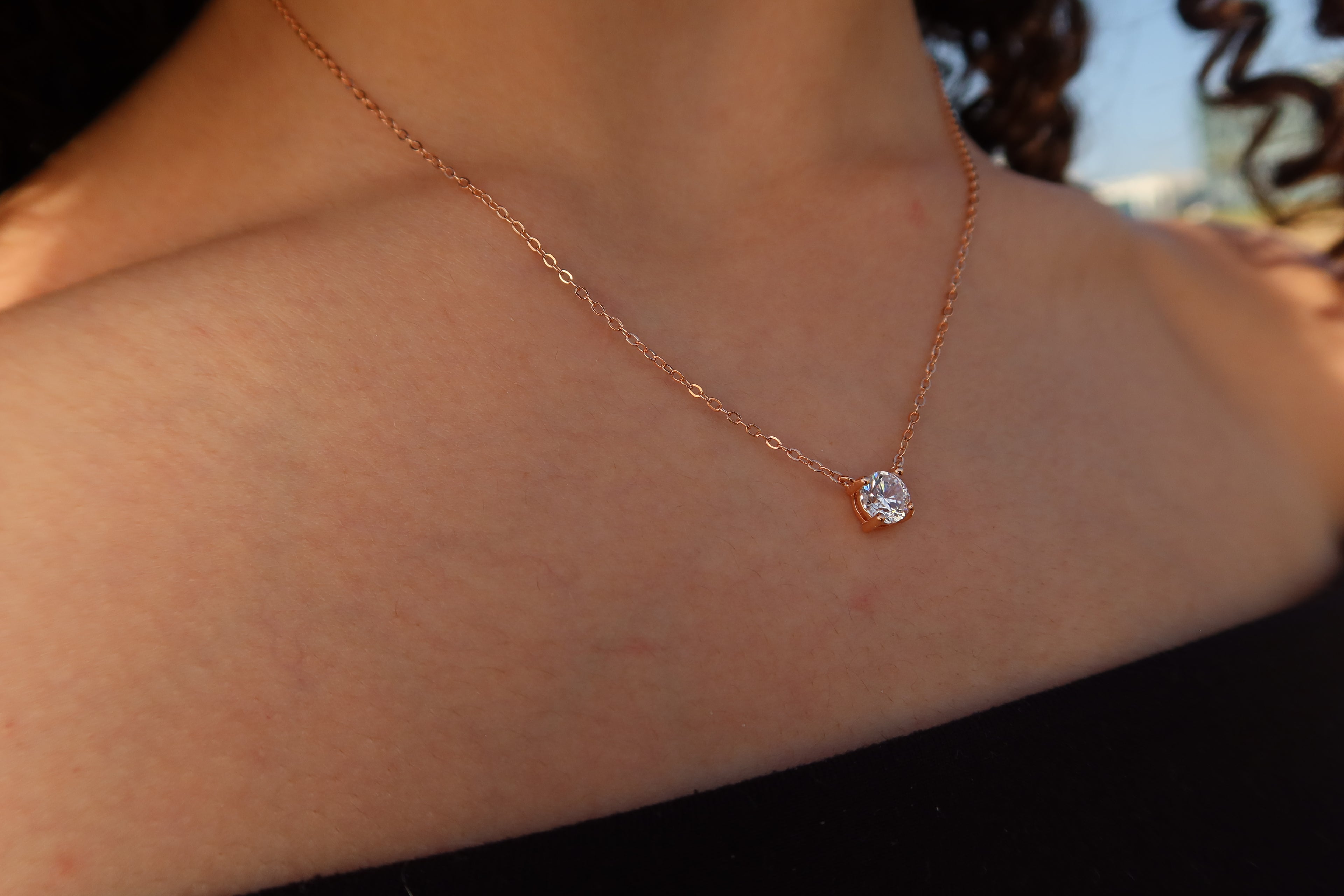 Rosé Glow Solitaire necklace