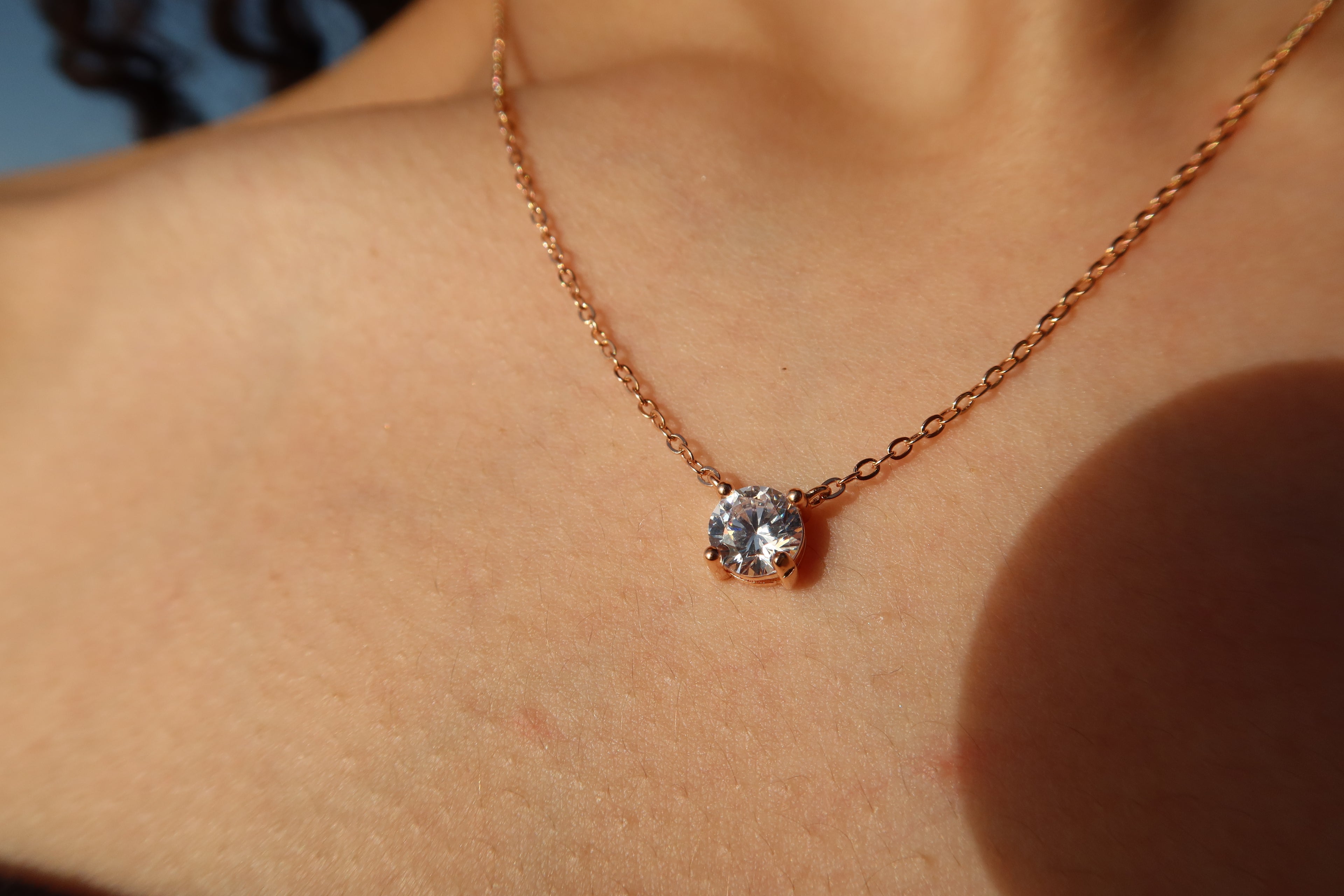 Rosé Glow Solitaire necklace