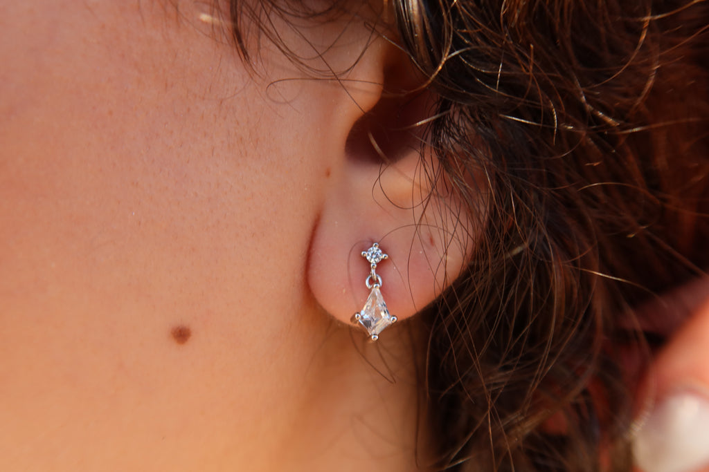 CELESTE DROP CRYSTAL EARRINGS .