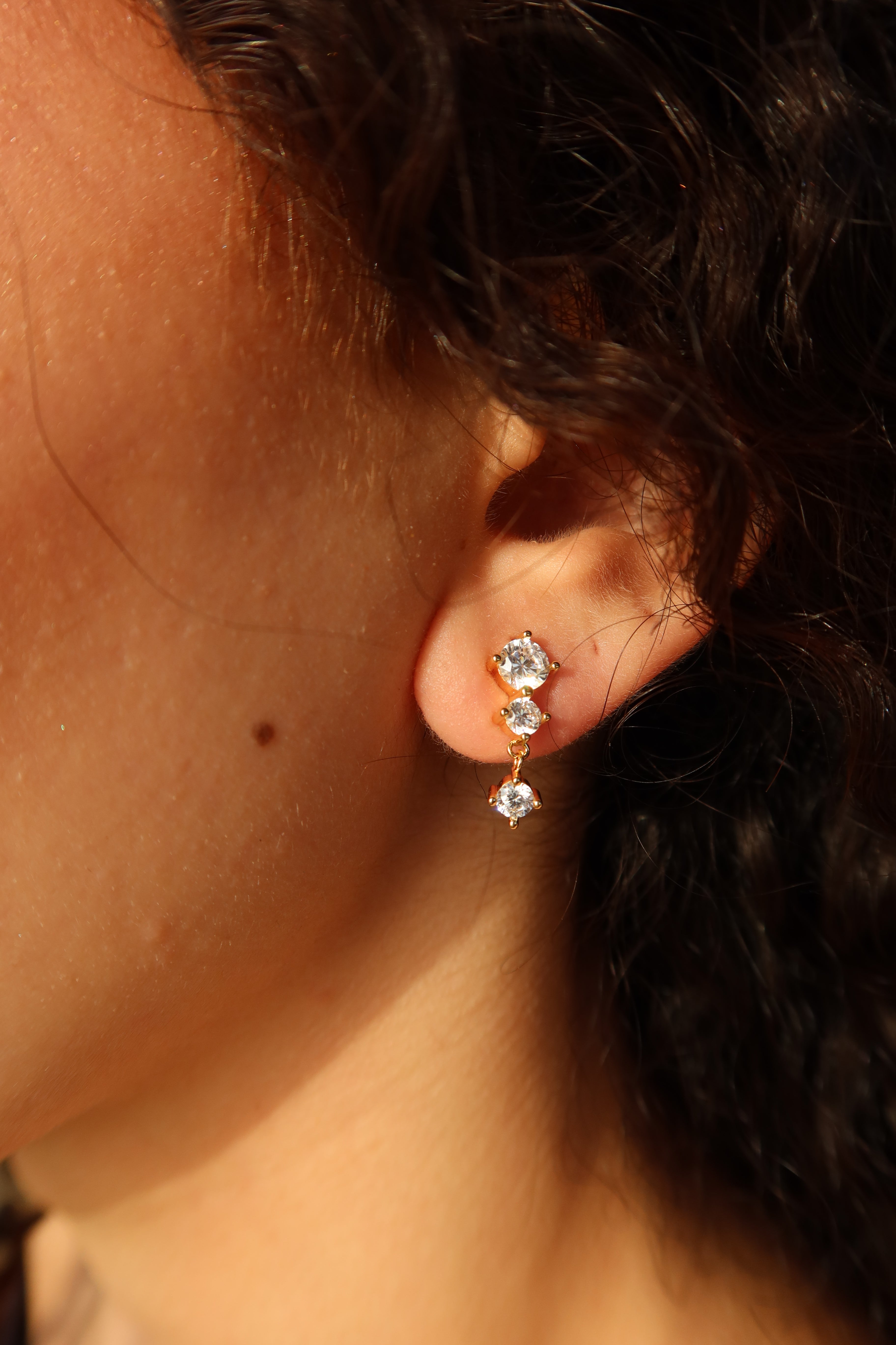 LUMIERE TRIPLE CRYSTAL DROP EARRINGS