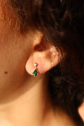 EMERALD SPARK DROP EARRINGS-14K GOLD PLATED.