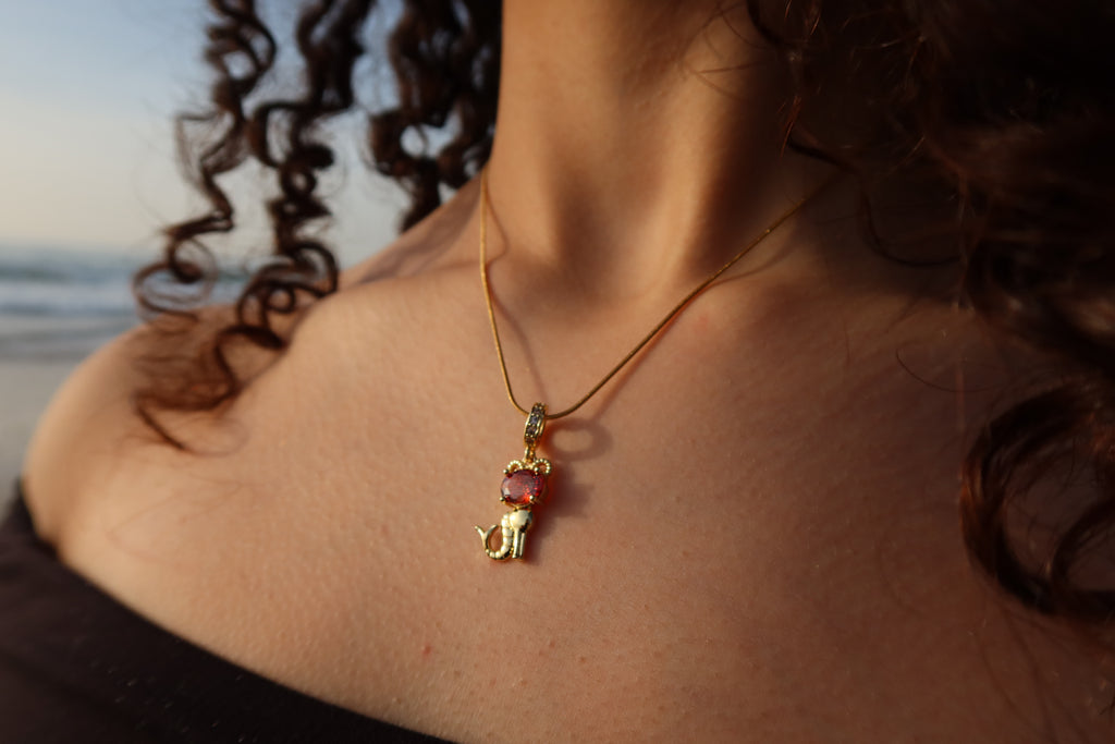 RUBY KITTY CHARM NECKLACE.