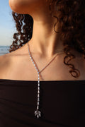 ELEGANT SILVER LEAF DROP NECKLACE .