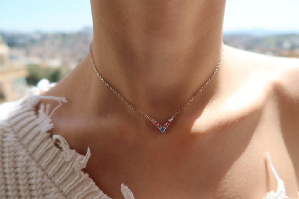 RAINBOW V NECKLACE .