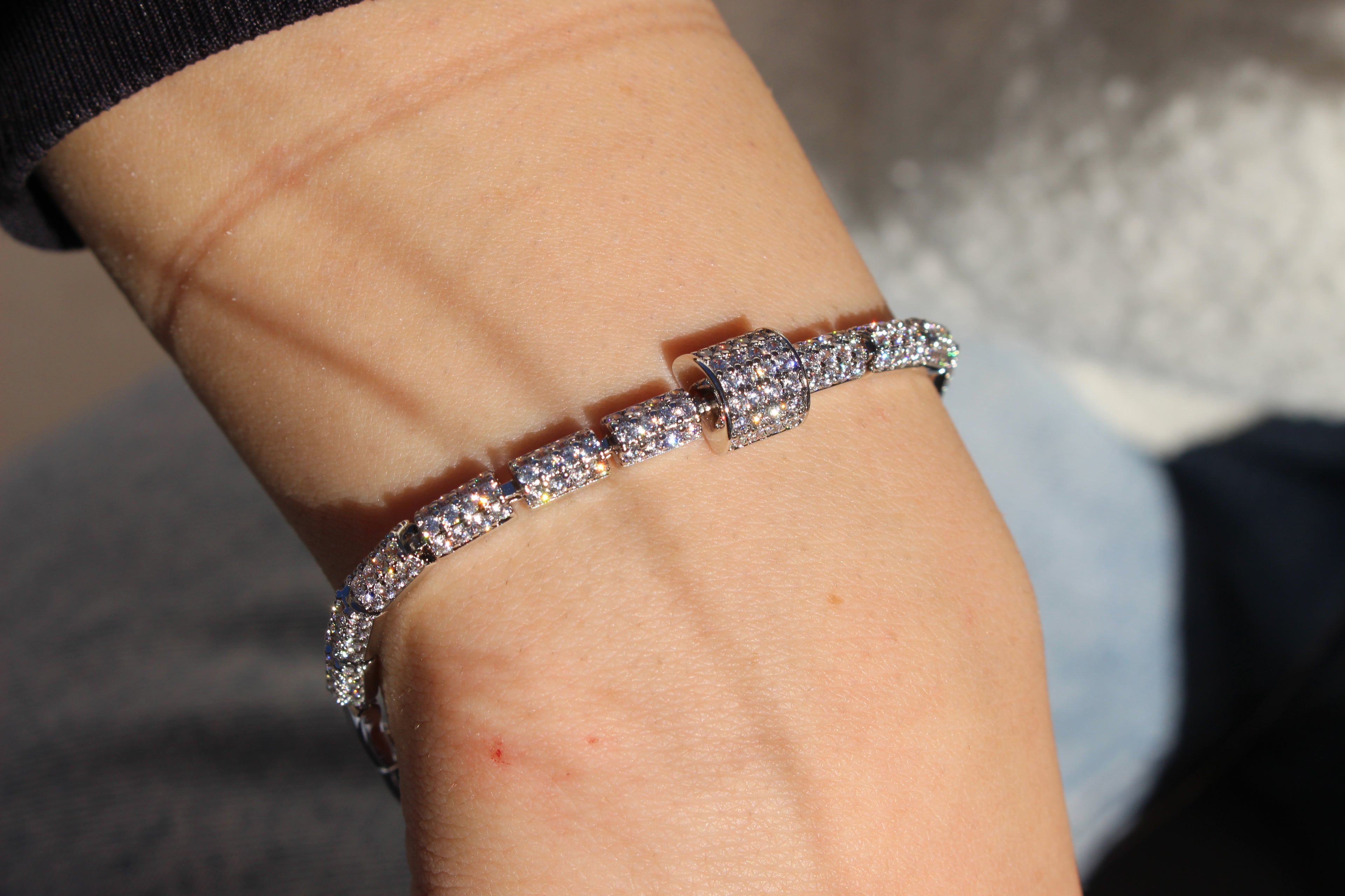 STAINLESS STEEL ZIRCON TENNIS BRACELET.