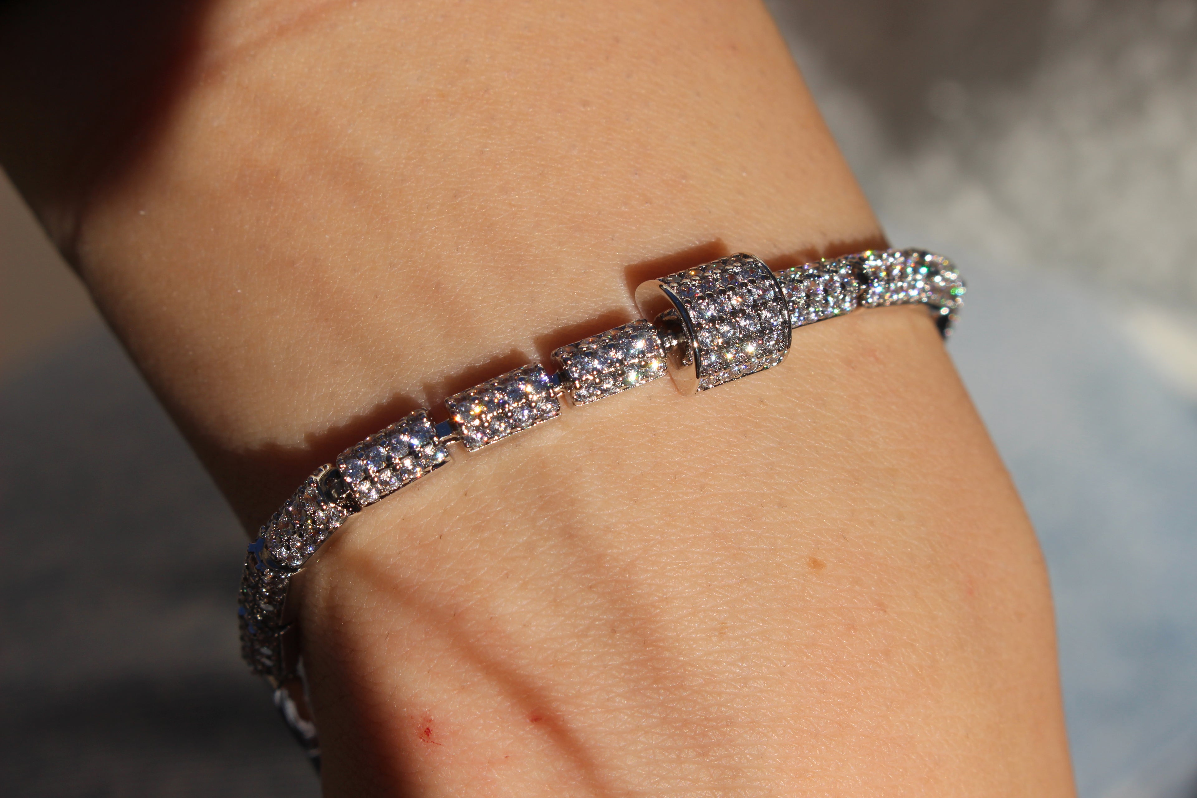 STAINLESS STEEL ZIRCON TENNIS BRACELET.