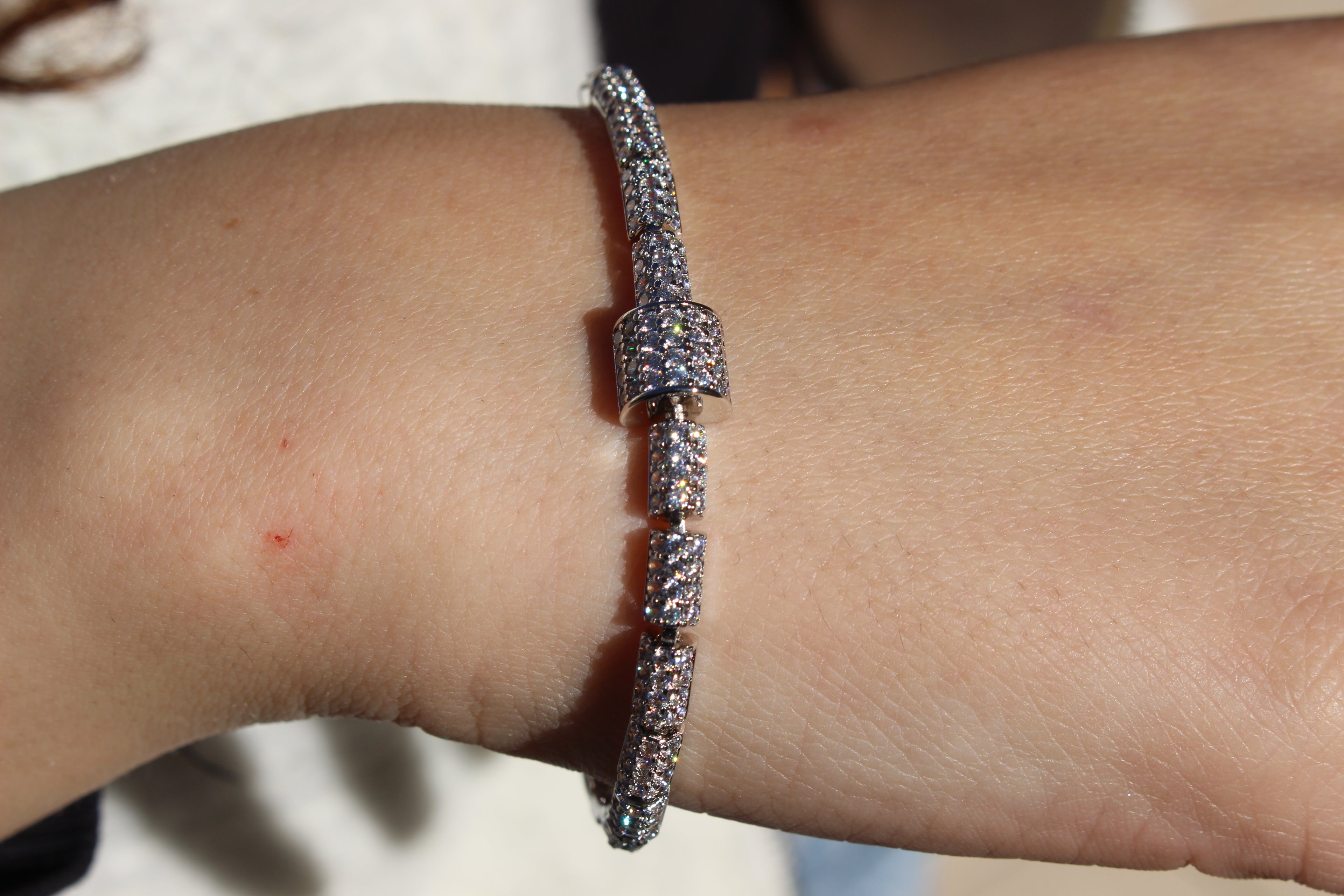 STAINLESS STEEL ZIRCON TENNIS BRACELET.