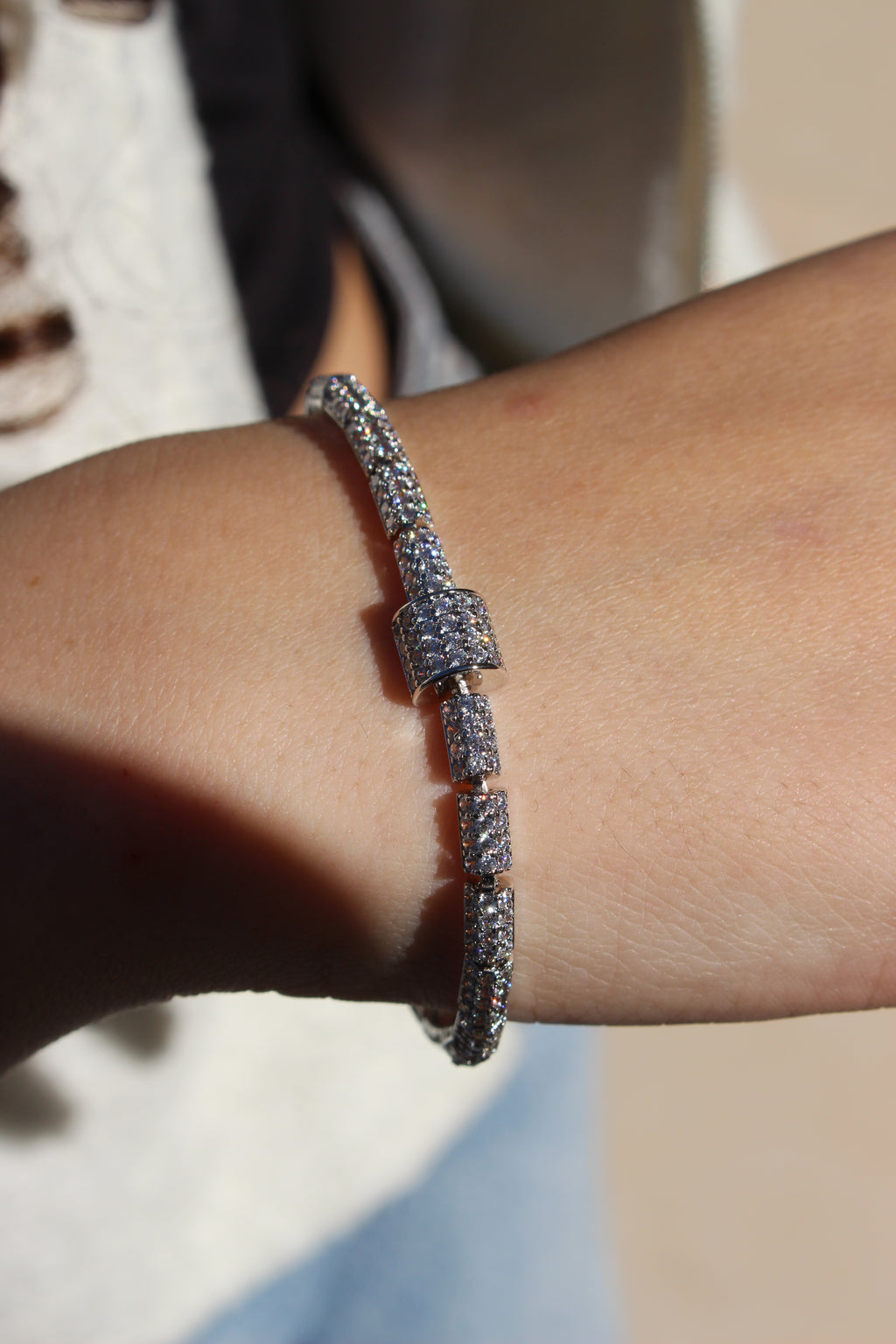 STAINLESS STEEL ZIRCON TENNIS BRACELET.