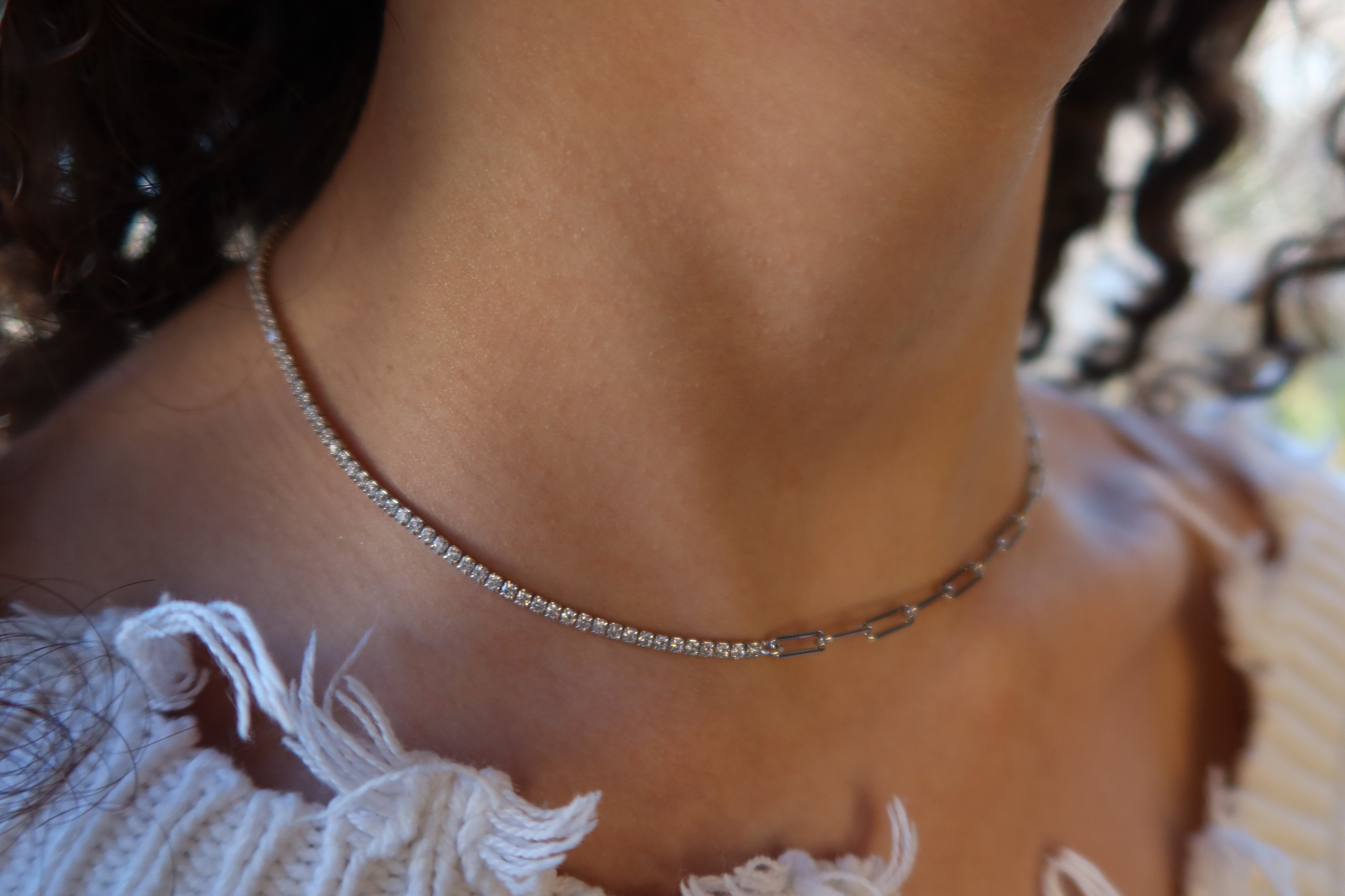 crystal chain tennis necklace .