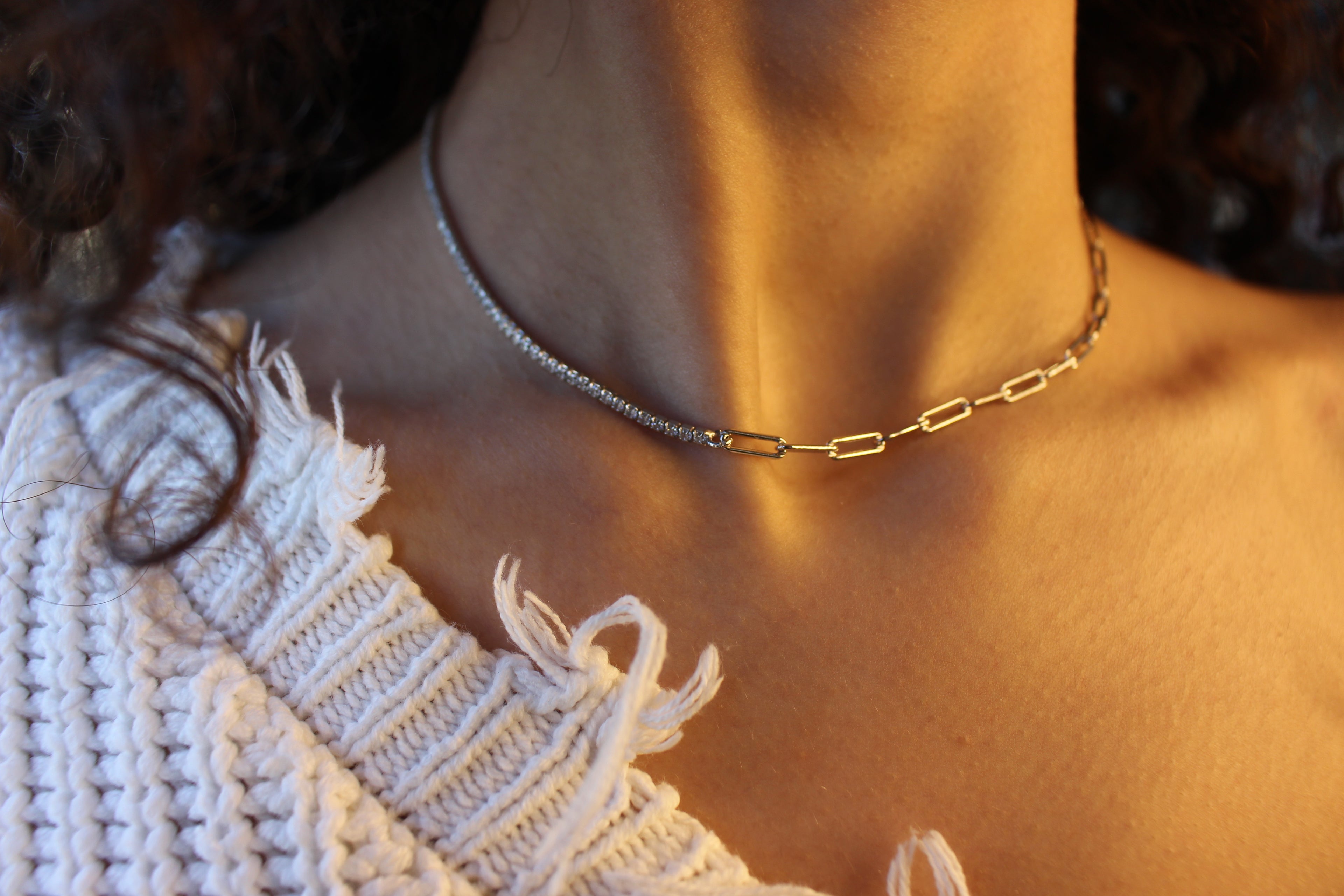 crystal chain tennis necklace .