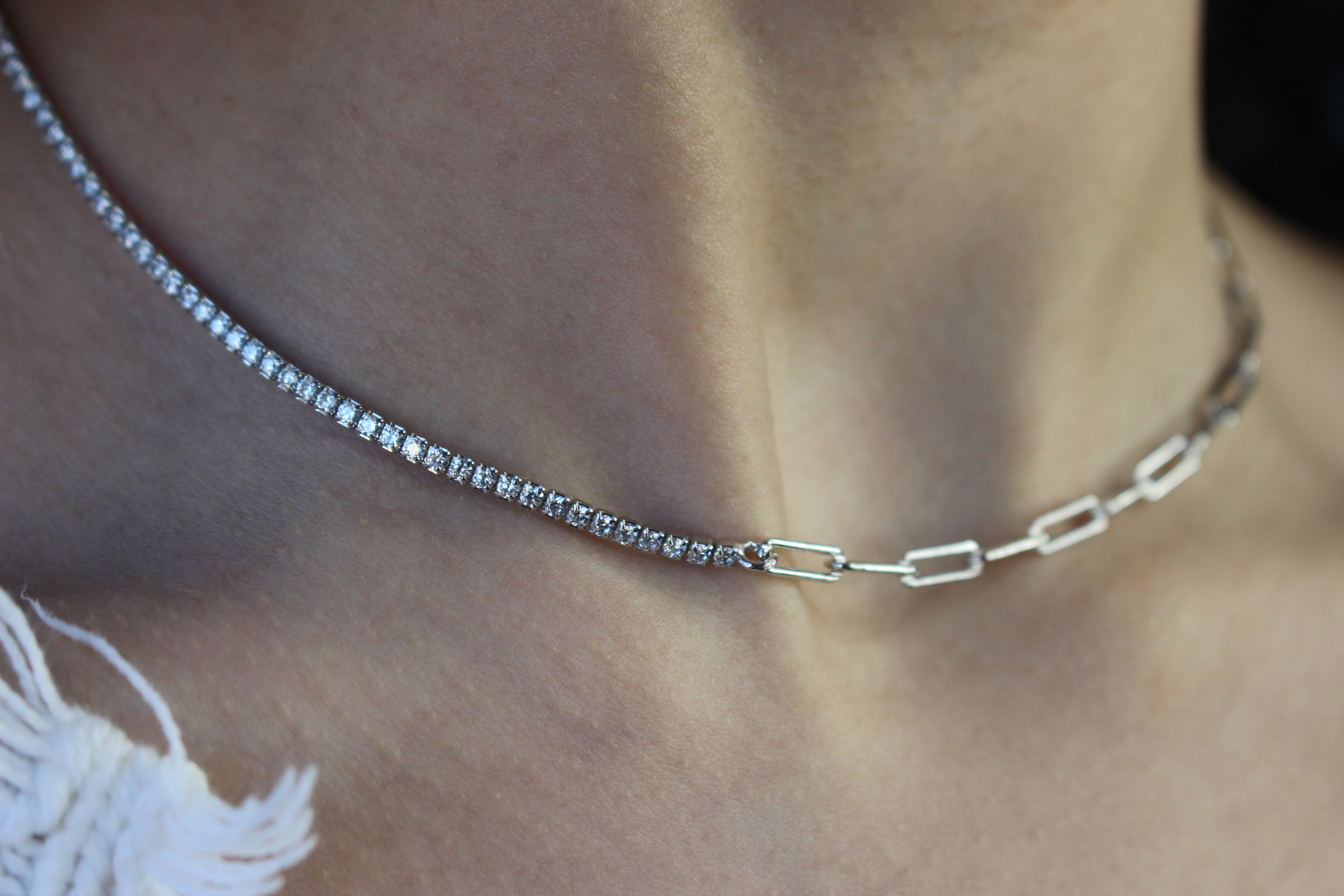 crystal chain tennis necklace .