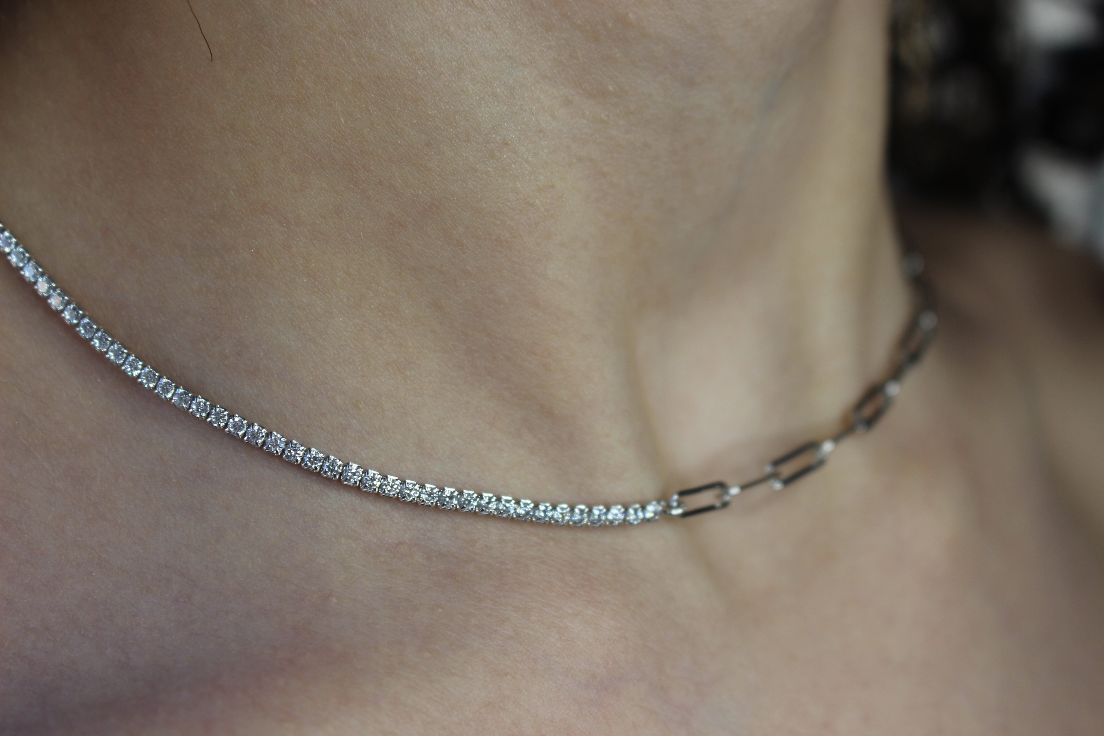 crystal chain tennis necklace .