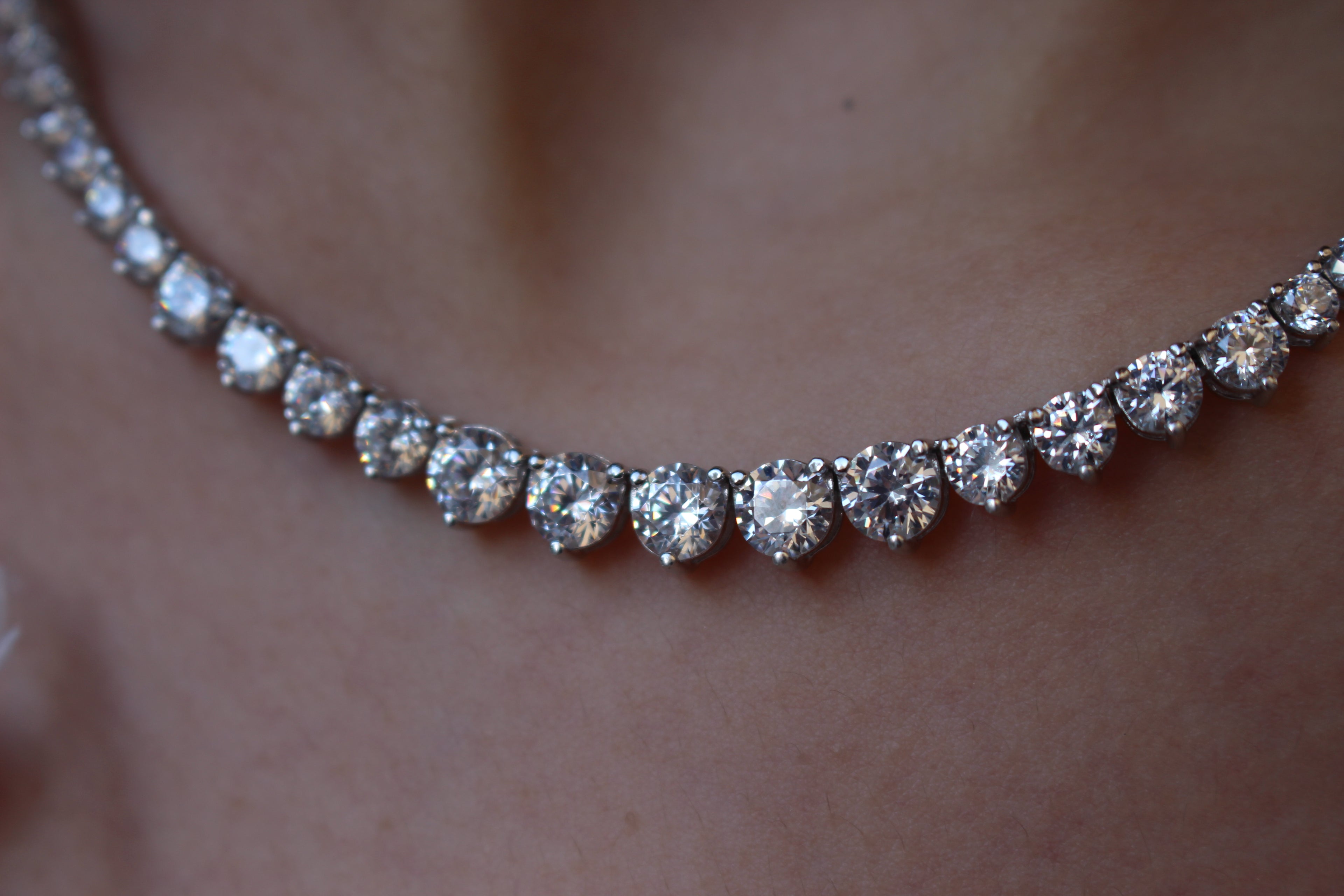 Luxury 925 Sterling Silver 5A Zircon Tennis Necklace.